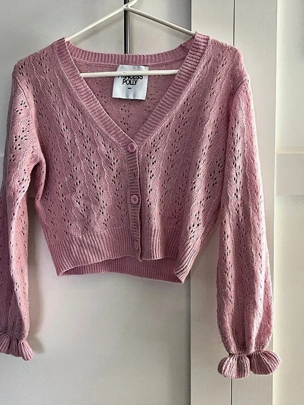 Princess Polly Lyric Cropped Cardigan Pink Size XS/S